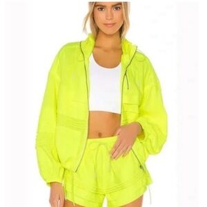 Women's highlighter Yellow Jacket FP free people wind break jacket NWT LARGE